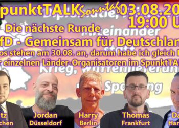 „GfD – Gemeinsam für Deutschland“ nächste Demos am 30.08. | Heute FÜNF Länder-Orgas im SpunktTALK!