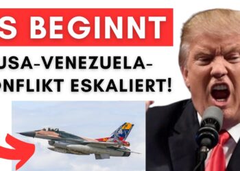 Kriegsflugzeug vor Wolken, USA-Venezuela Konflikt, eskalierende internationale Spannungen, Militärflugzeug, geopolitische Krise, D-Talk.