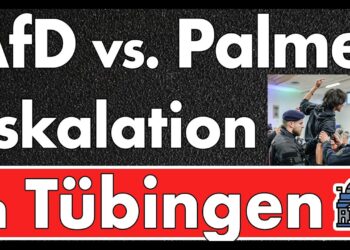AfD gegen Palmer Eskalation in Tübingen, Demonstration, Polizei, Protest, Tübingen, politische Spannungen, Polizeiaktion, öffentliches Ereignis, Demonstrationsszene, Szene in Deutschland.