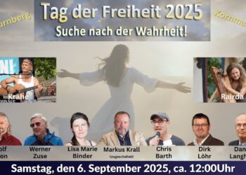 Tag der Freiheit 2025 bei D-Talk in Nürnberg und Kornmarkt, mit Live-Musik und prominenten Sprechern, Veranstaltung am 6. September 2025, Themen Suche nach der Wahrheit, kulturelle Vielfalt, Musik & Politik.
