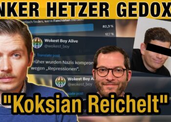 Erotische, kontroverse Darstellung des linken "Heizers" mit übertriebenen Aussagen und provokanten Überschriften; Fokus auf politische Satire und Social-Media-Kultur.